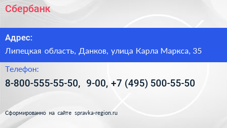 Сбербанк - визитка