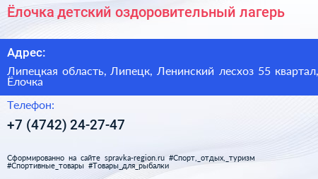Ёлочка детский оздоровительный лагерь - визитка