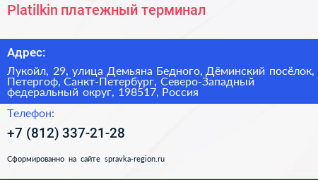 Platilkin платежный терминал - визитка