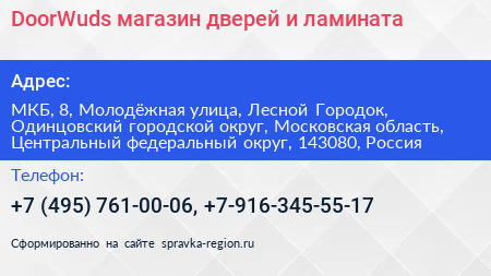 DoorWuds магазин дверей и ламината - визитка