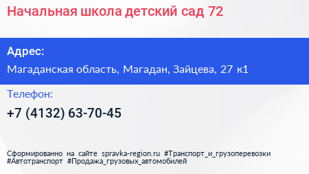 Начальная школа детский сад 72 - визитка