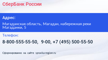 СберБанк России - визитка