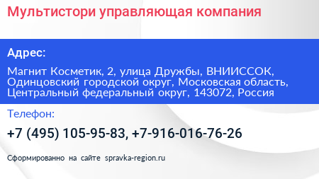 Мультистори управляющая компания - визитка