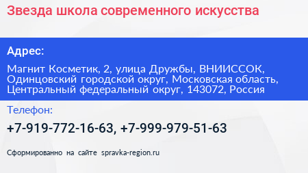 Звезда школа современного искусства - визитка