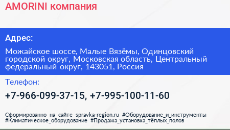 AMORINI компания - визитка