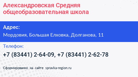 Александровская Средняя общеобразовательная школа - визитка