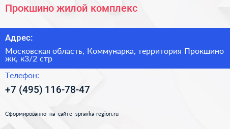 Прокшино жилой комплекс - визитка
