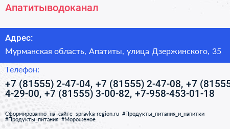 Апатитыводоканал - визитка
