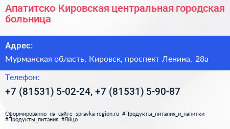 Апатитско Кировская центральная городская больница - визитка