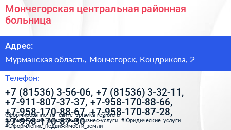 Мончегорская центральная районная больница - визитка
