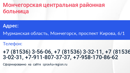 Мончегорская центральная районная больница - визитка