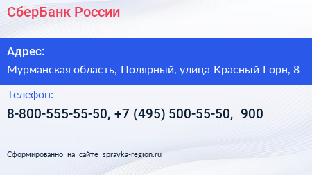 СберБанк России - визитка