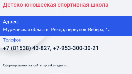Детско юношеская спортивная школа - визитка