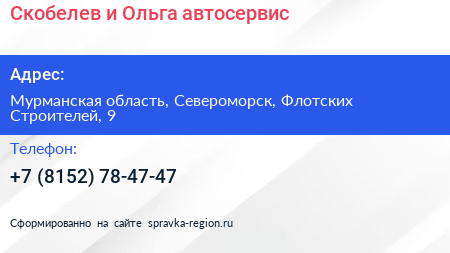 Скобелев и Ольга автосервис - визитка