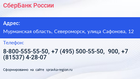 СберБанк России - визитка