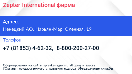 Zepter International фирма - визитка