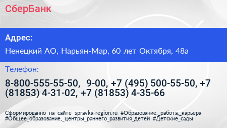 СберБанк - визитка