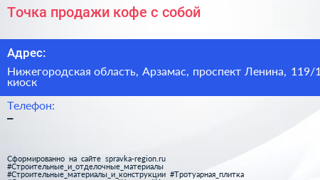 Точка продажи кофе с собой - визитка