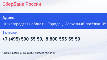 СберБанк России - визитка