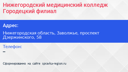 Нижегородский медицинский колледж Городецкий филиал - визитка