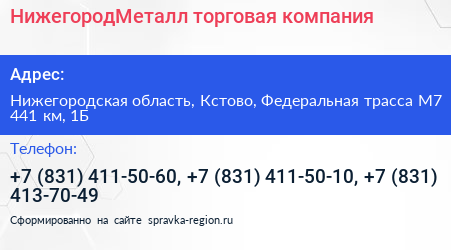 НижегородМеталл торговая компания - визитка