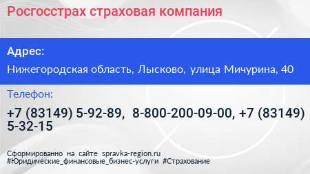 Росгосстрах страховая компания - визитка