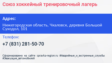 Союз хоккейный тренировочный лагерь - визитка