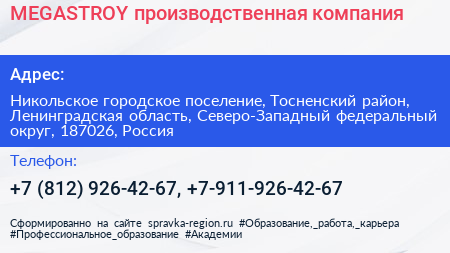 MEGASTROY производственная компания - визитка