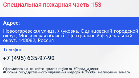 Специальная пожарная часть 153 - визитка