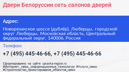 Двери Белоруссии сеть салонов дверей - визитка