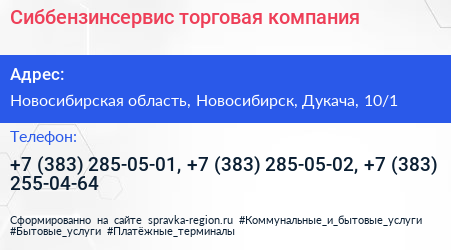 Сиббензинсервис торговая компания - визитка