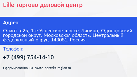 Lille торгово деловой центр - визитка