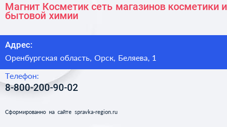 Магнит Косметик сеть магазинов косметики и бытовой химии - визитка