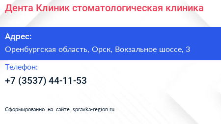 Дента Клиник стоматологическая клиника - визитка