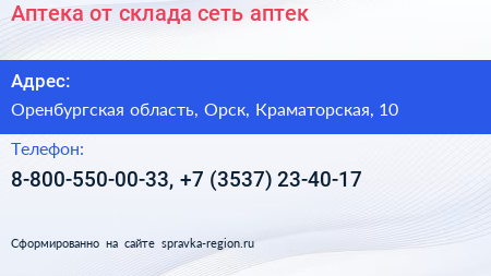 Аптека от склада сеть аптек - визитка