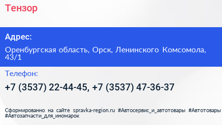 Тензор - визитка