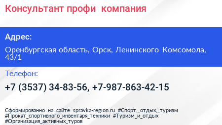 Консультант профи+ компания - визитка