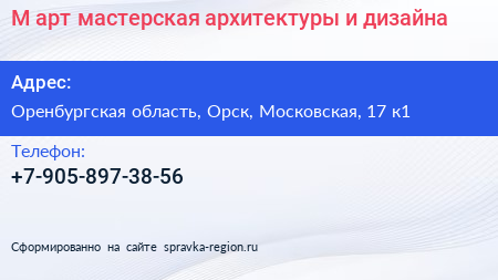 М арт мастерская архитектуры и дизайна - визитка