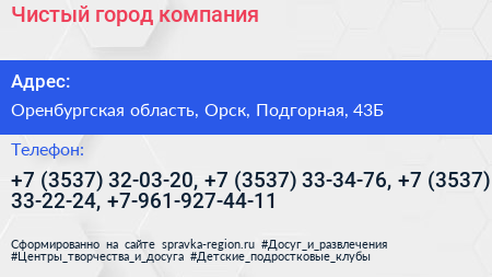Чистый город компания - визитка