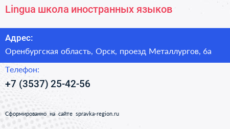 Lingua школа иностранных языков - визитка