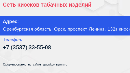 Сеть киосков табачных изделий - визитка