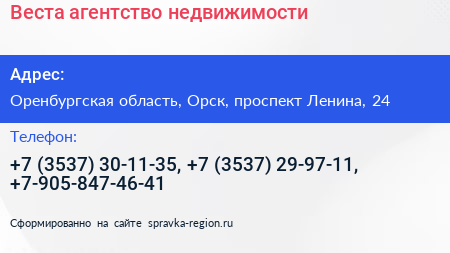 Веста агентство недвижимости - визитка