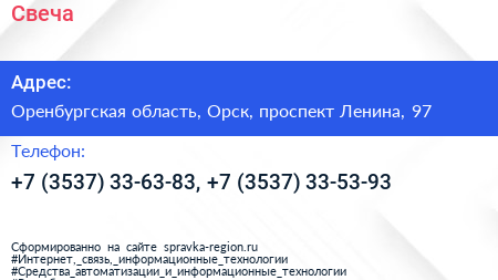 Свеча - визитка