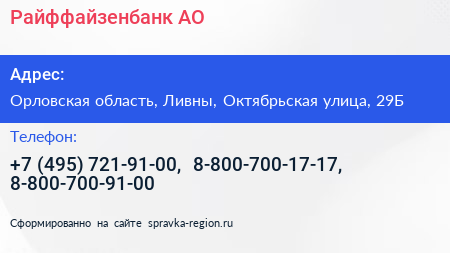 Райффайзенбанк АО - визитка