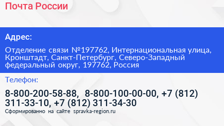 Почта России - визитка