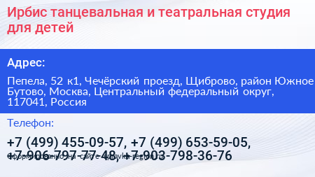 Ирбис танцевальная и театральная студия для детей - визитка
