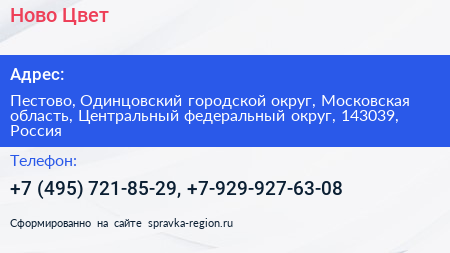 Ново Цвет - визитка