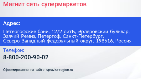 Магнит сеть супермаркетов - визитка