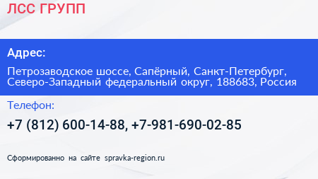 ЛСС ГРУПП - визитка