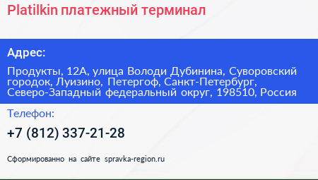 Platilkin платежный терминал - визитка